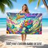Floral Garden Theme Soft Beach Towel Personalized Custom Name Text Towel Portable for Beach Pool Travel
