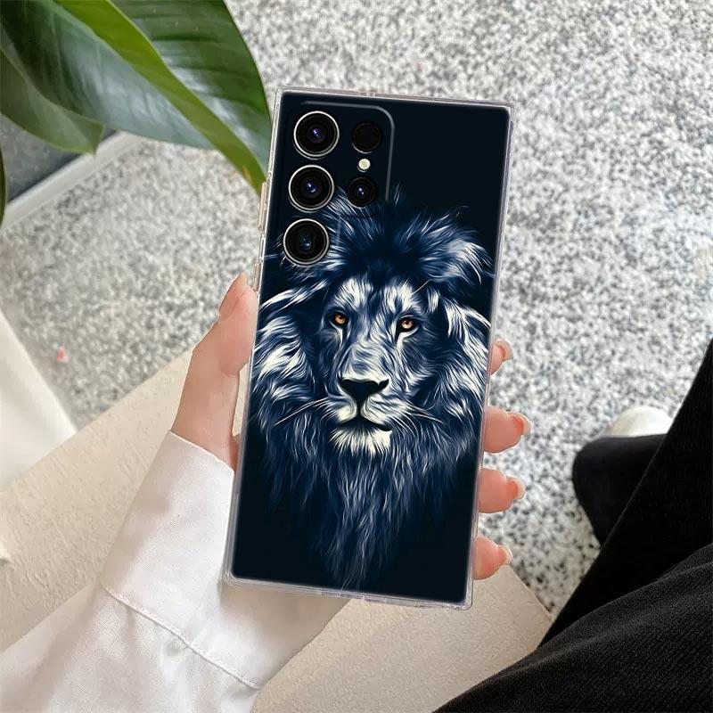 The Tigre Wolf Lion Animal S25Ultra Phone Case For Samsung Galaxy S25 S24 S23 S21 Ultra S20 FE S22 Plus A56 A55 Case Clear Cover