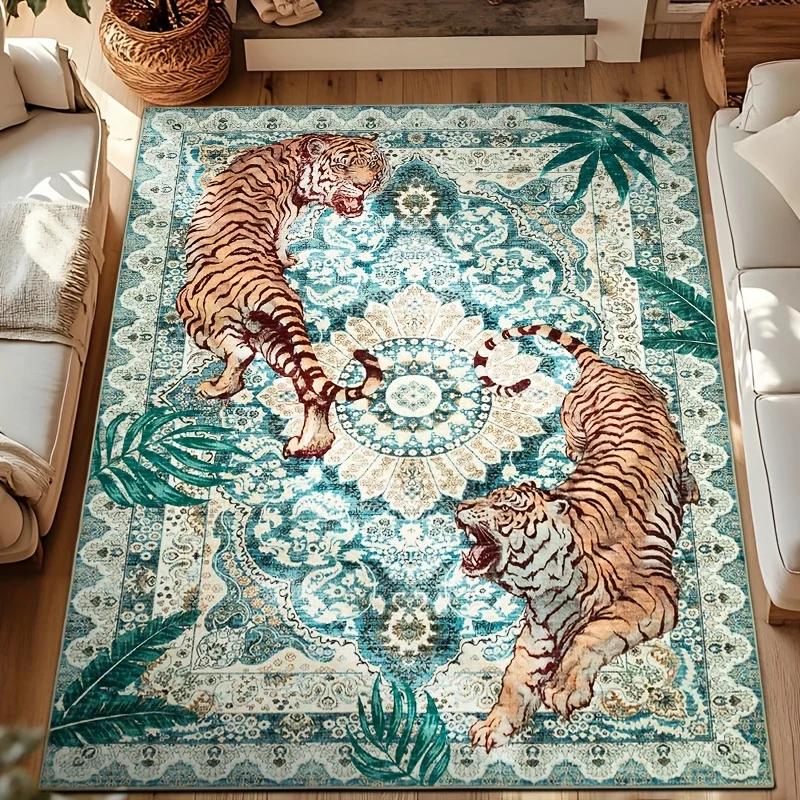 A Regional Tiger Pattern Mat Living Room Soft Bedroom Ultra-thin Colored Mat Green Yellow Red Suitable Dining Room Home Office