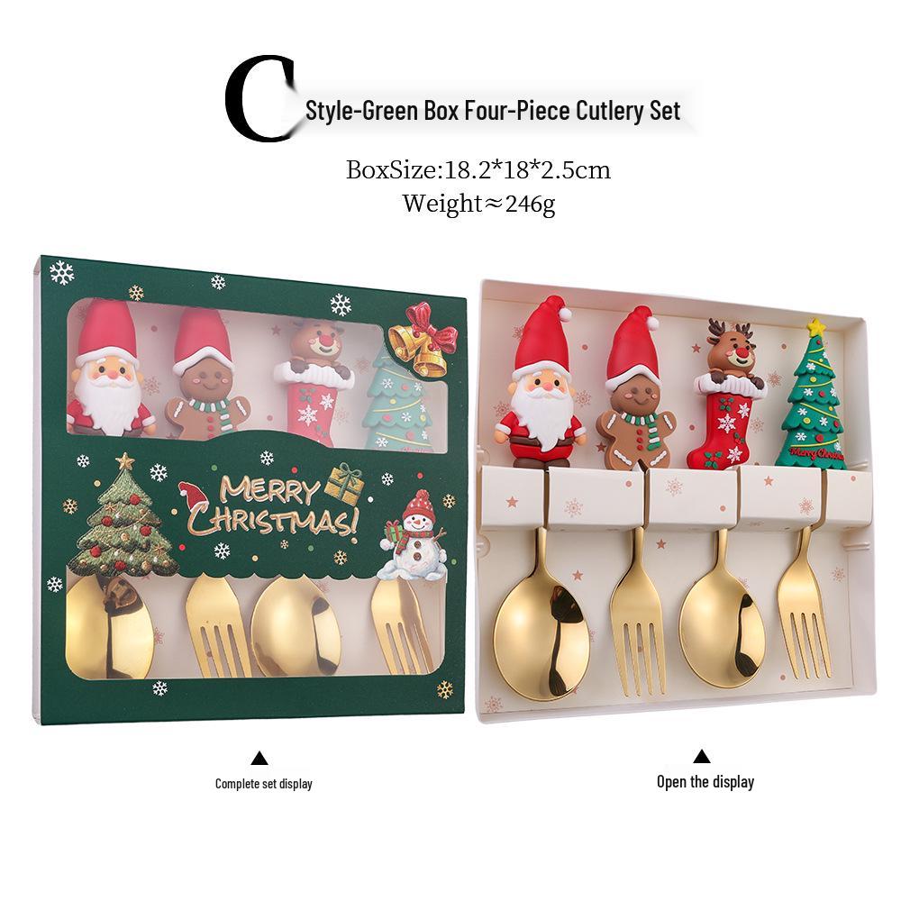 Cross-Border Cute Snowman Christmas Spoon & Fork Set – Creative Dessert Tableware Gift