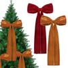Velvet Christmas Bow 22 * 45cm Large Christmas Atmosphere Staircase Wreath Decoration Bow Christmas Tree Top Decoration