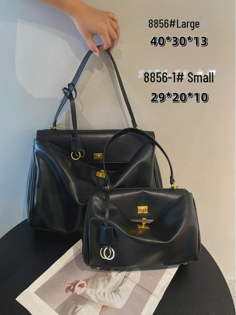 Dámská velká kabelka přes rameno z teletiny s uzávěrem – Neformální nákupní taška pro dojíždění