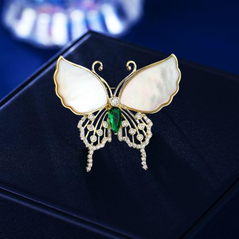 French Natural Shell Butterfly Brooch High-End Female Delicate Clam Ya Butterfly Brooch Niche Design Pin Accessories