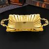 Fruit Tray, Alloy Cake Plate, Golden Exquisite Portable Hand Snack Disc,Nuts Organizer Living Room Party Desktop Decoration 28cm