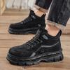 Autumn outdoor mountaineering non-slip and wear-resistant labor insurance shoes sports platform heightening black Martin boots