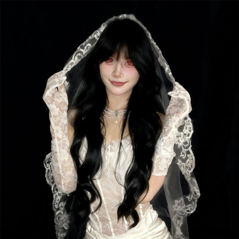 Delicate Embroidered Bridal Veils Lightweight Comfortable White Lace Hairpiece For Wedding
