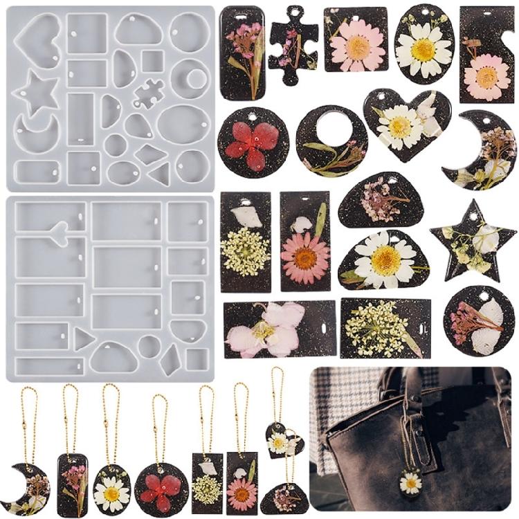 4 Pcs Multiple Styles Earring Combination Keychain Silicone Mold Epoxy DIY Craft