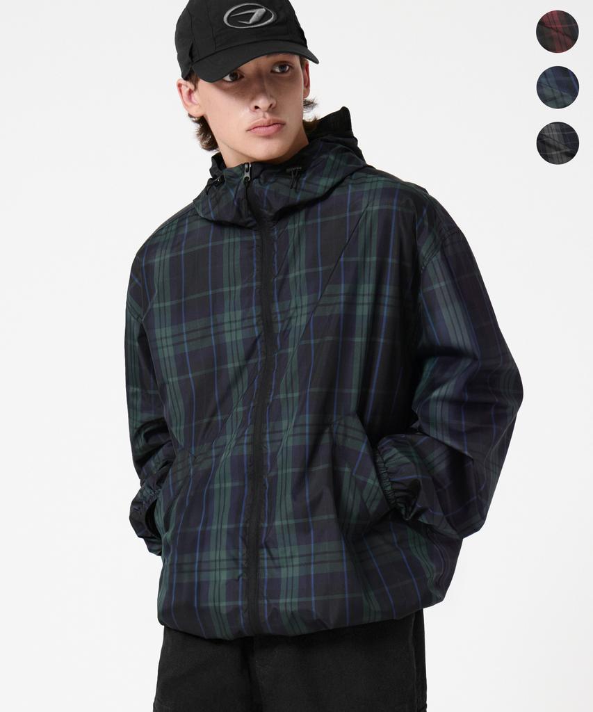 TRILLION City Utility Check Hooded Windbreaker_3Color