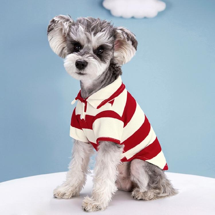 Dog Short Sleeved Shirt Casual PoloStriped T-Shirt Summer Clothing for Puppies