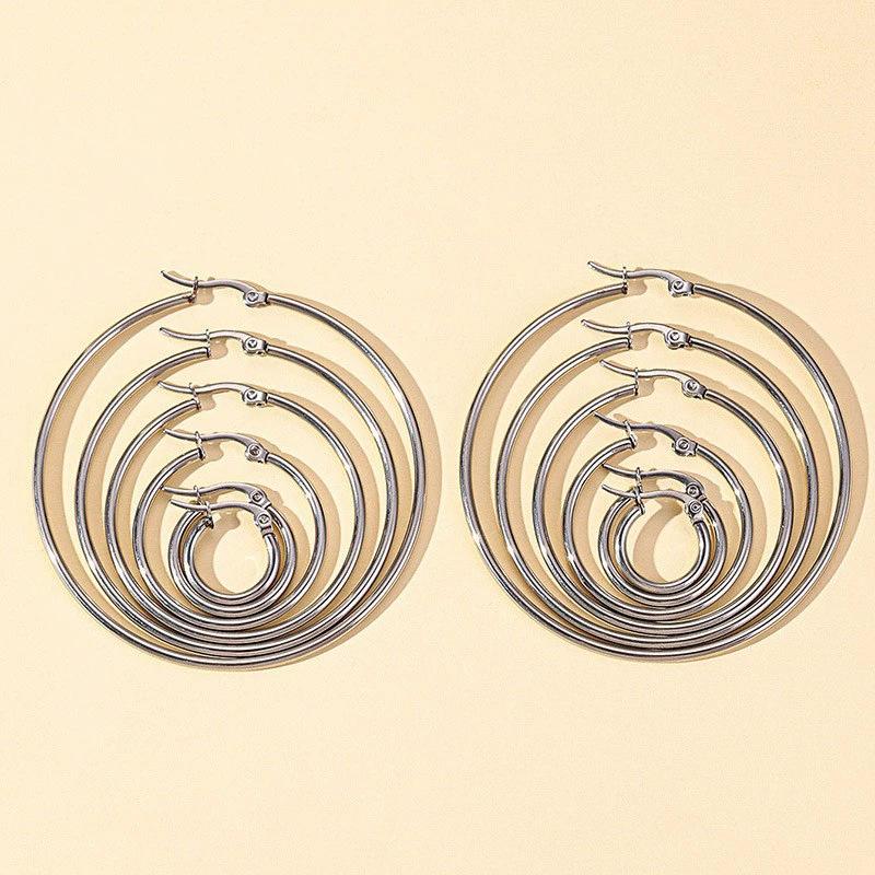 

Fashionable and Simple Earrings - High-end Titanium Steel Multi-purpose Round Hoop Earrings for Women. Perfect for Best Friends To Match. Circular Earrings Set
