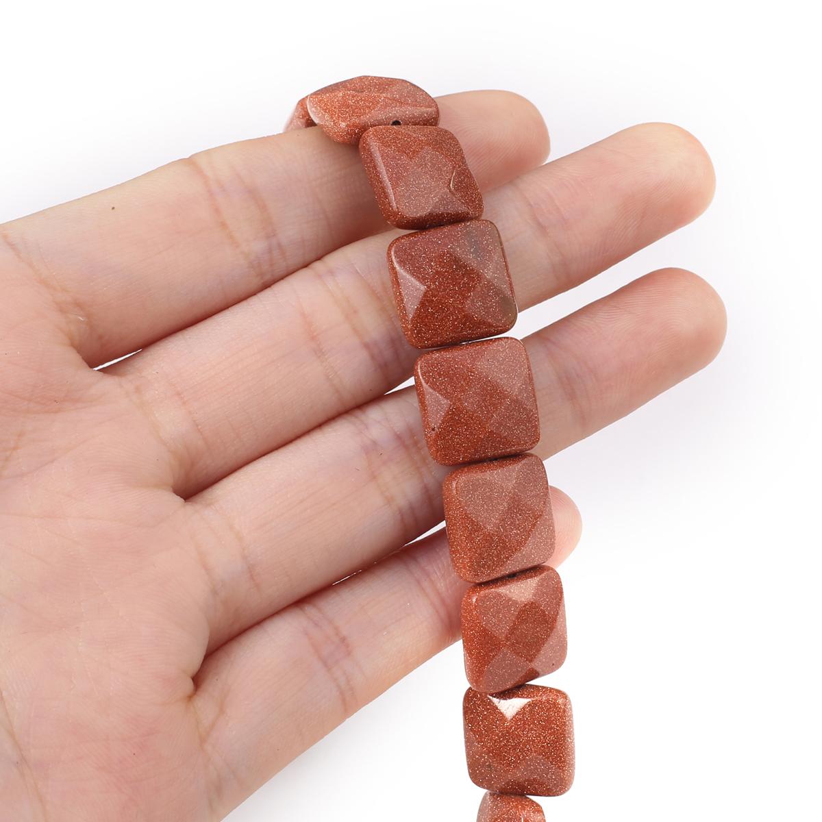 

Бусины из натурального камня, агаты/малахит, квадратные граненые бусины для изготовления ювелирных изделий, ожерелье, браслет, серьги, аксессуар Gold Sand/11x11x6mm