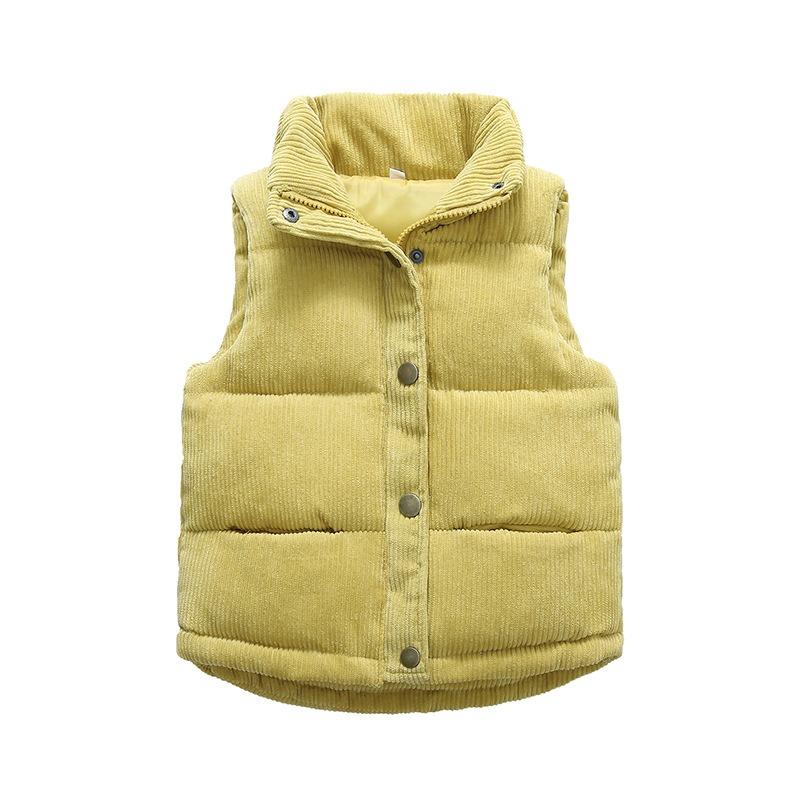 2023 Autumn Corduroy Standing Collar Vest Children Warm Thicken Vest Baby Cotton Waistcoat Kids Outerwear Coat Boys Girls Jackets Vest
