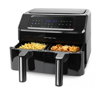 Emerio - Yağsız Fritöz 7,2l - Çift Hazne - Zamanlayıcı - Ayarlanabilir Termostat - Çıkarılabilir Hazne - Soğuk Dokunuş - Siyah