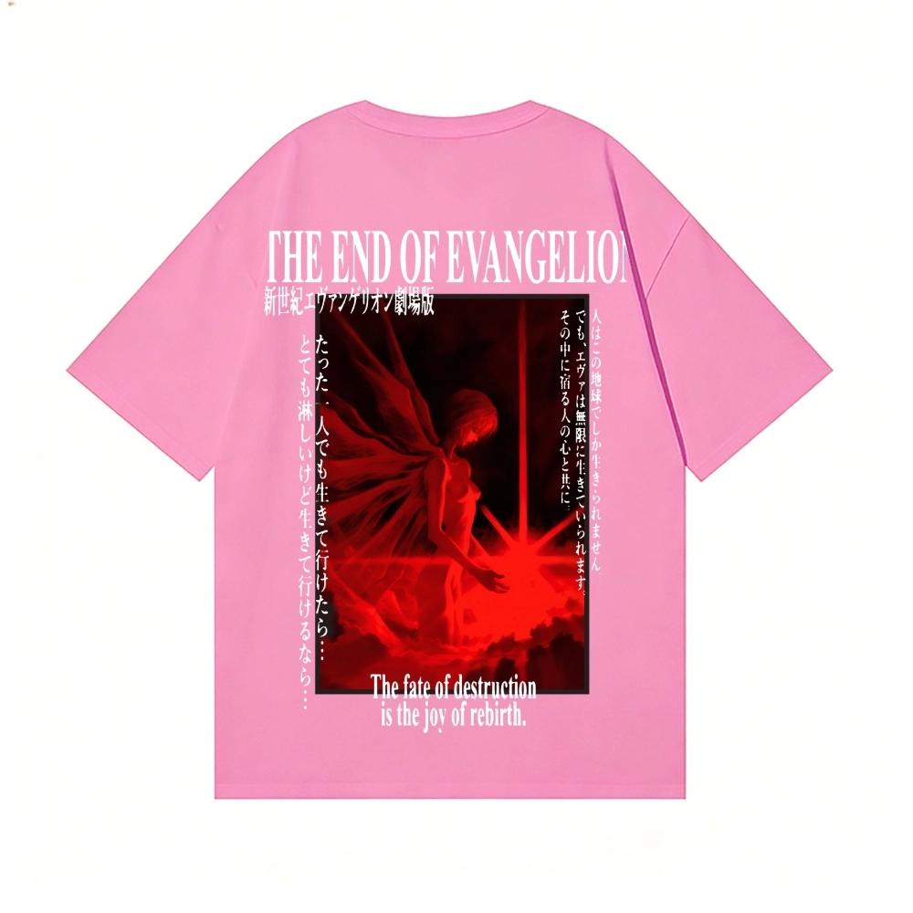 Neon Genesis Evangelion Nadruk z tyłu Bawełniany T-shirt Streetwear Odzież męska Koszulka letnia