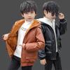 6 9 10 11 12 Years Children Boys Girl Hooded Fur Zipper Biker Artificial Leather Jacket Winter Warm Fleece Coat Children Teenager Outerwear