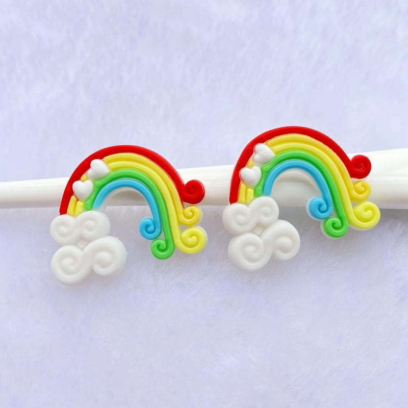 10/20pcs Cute Rainbow PVC Flexible Glue Flat Back DIY Scrapbook Embellishment Phone Craft Decoration F40
