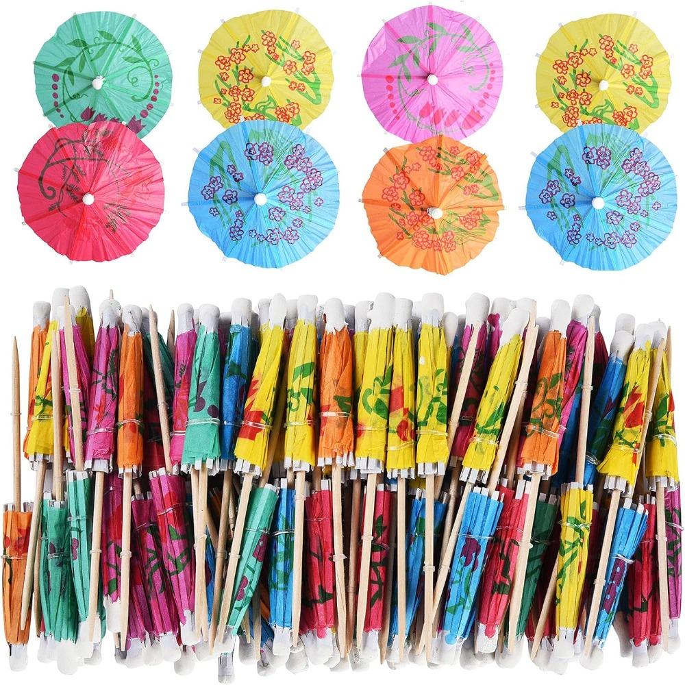 

New Disposable Cocktail Umbrell Wooden 10cm Paper Umbrella Pick Party Home Decor Food Cupcake Fruit