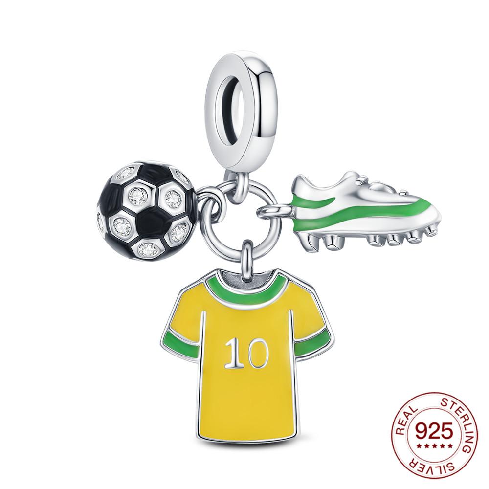 Copper Sports Series Charm Football Barbell Pendant Original Make Diy Bracelet Party Jewelry Gift For Men And Women