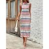 Spring and Summer Women's Dress Sleeveless Striped Casual Temperament Elegant Split Dresses