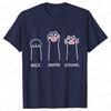 Schere Stein Papier Lustiges Katzenpfotenabdruck T-Shirt Damen Sommer Weiche Oversized Tops Mode Lässig Kurzarm Street T-Shirt