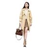Xiangying Women's British Style Double-Breasted Khaki Trench Coat