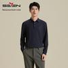 SEVEN Men's 10A Antibacterial Waffle Brushed Long Sleeve Polo Shirt