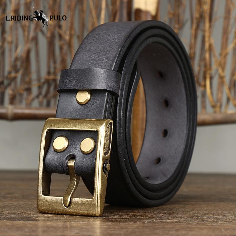 Thickened Genuine Leather Cowhide Belt Men's Genuine Leather Pin Buckle Retro Copper Buckle Casual All-match Belt