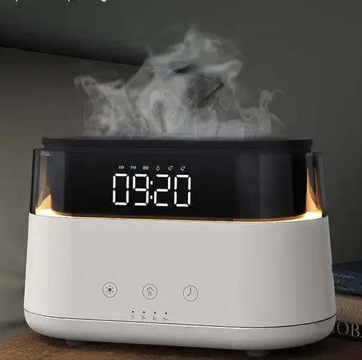 Smart Flame Effect Diffuser Humidifier Quiet Multifunctional Aroma Diffuser Aromatherapy Diffuser Humidifier With LED Clock Type-C