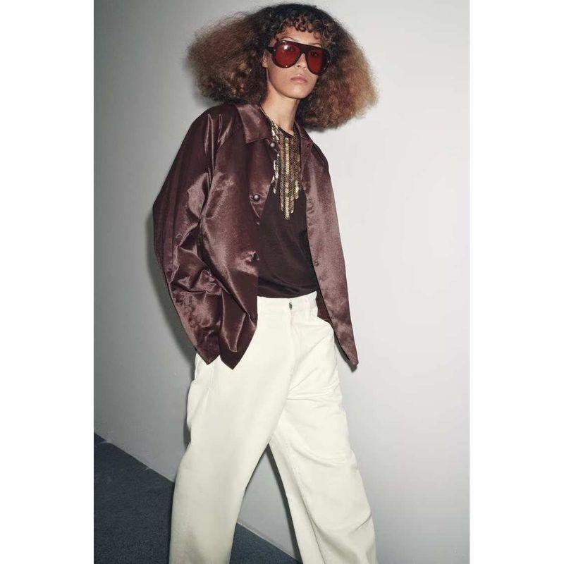 Zbzr Autumn New Women Clothes Western Style French Style Fashion Temperament Silk Satin Texture Jacket 8184025