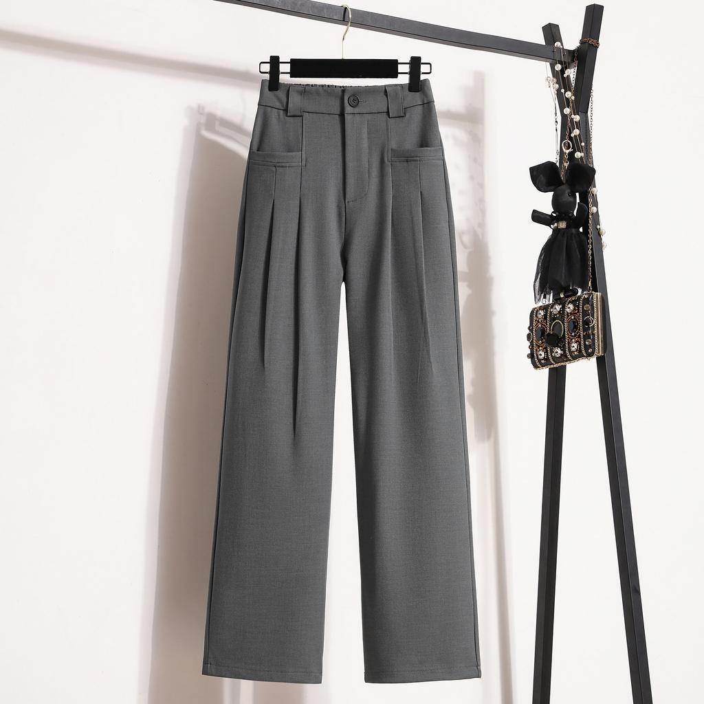 DIMANAF 2024 Donna Nuovo Autunno Taglie Forti Pantaloni a Gamba Larga Vita Alta Ampi Pantaloni Lunghi Tinta Unita Casual Pantaloni Harem 5XL