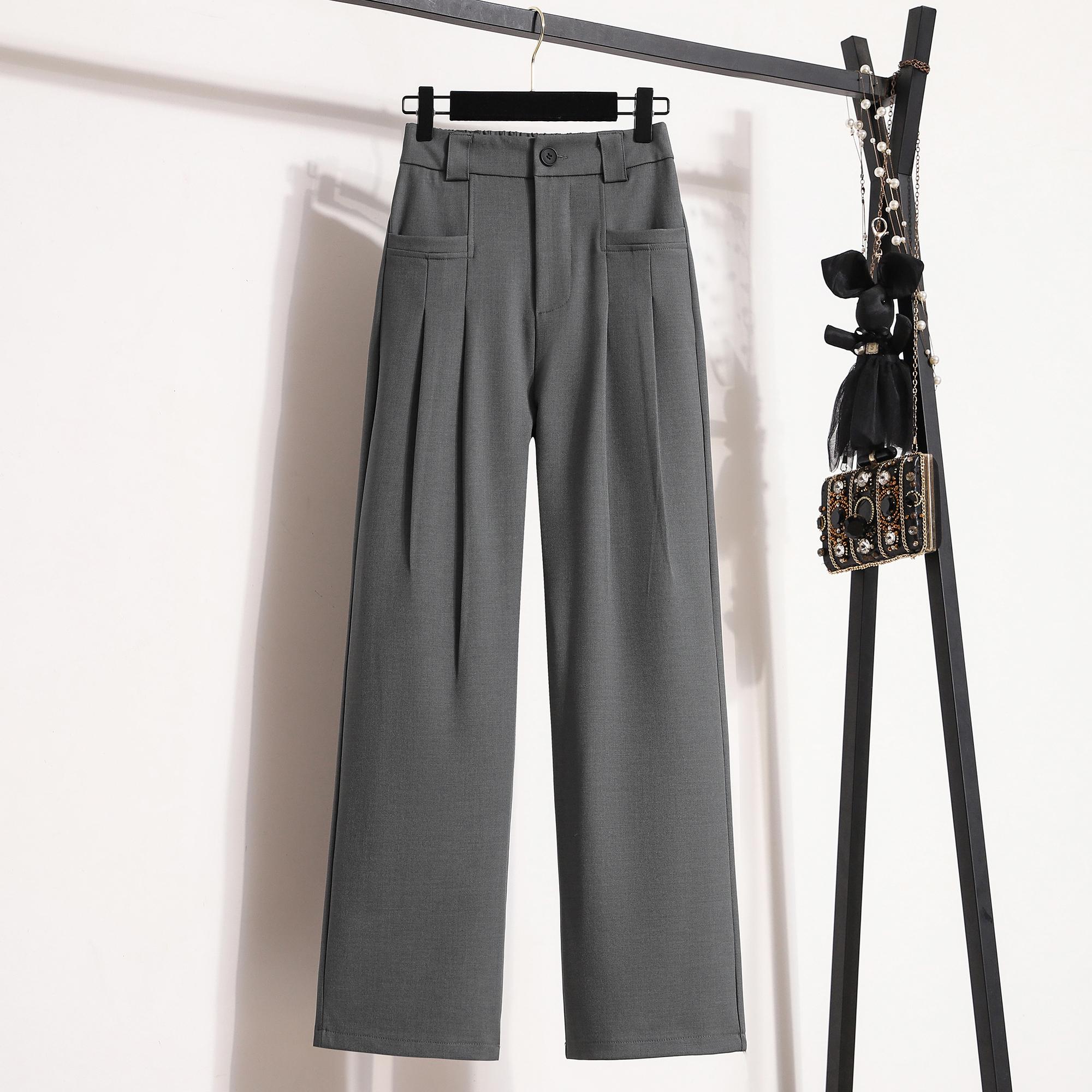 

DIMANAF 2024 Женские новые осенние брюки больших размеров с широкими штанинами и высокой талией, свободные длинные брюки, однотонные повседневные шаровары 5XL 5XL