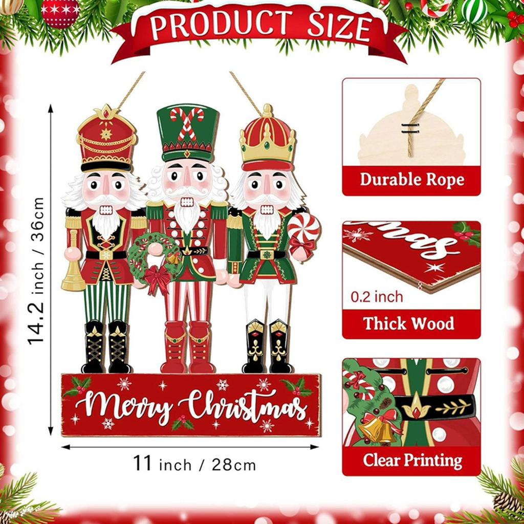 28x36cm Wood Nutcracker Hanging Decoration Xmas Decor Multipurpose Accessory for Holiday Atmosphere