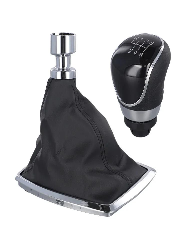 Car Manual 6 Speed Gear Knob Shift For  2008-2012 For FORD For C-MAX 2008-2010 Gear Shift Gaiter Chrome Bezel