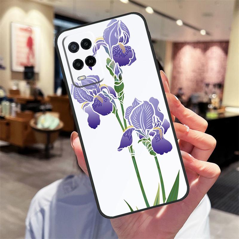 Iris Purple Flower Watercolor Case For Oppo A94 A54 A40 A60 A80 A98 A78 A18 A38 A58 A16 A76 A96 A17 A77 A74 A57S A15 Cover