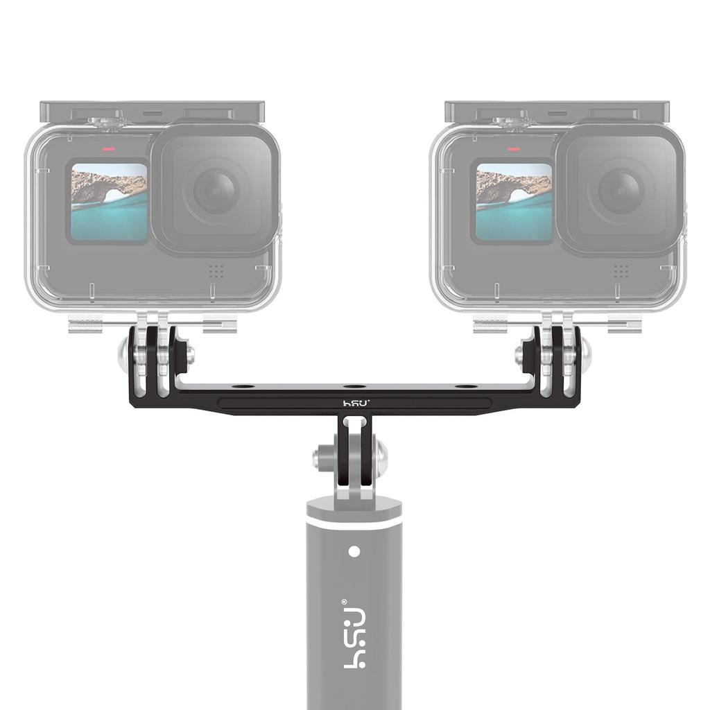 HSU GoPro Mount Adapter Double Aluminum Dual Mount Action Camera Accessories for GoPro Hero Osmo AKASO Brave EK7000 V50 Action Cameras Improved