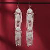Niche double-layer Miao silver earrings, retro fringed personalized long earrings, women's middle earrings.