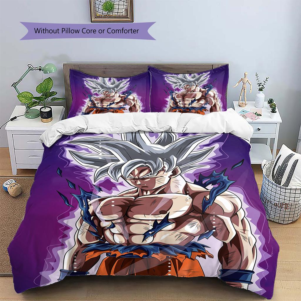 Dragon Ball Son Goku Pattern Bedding Home Decoration Birthday Gift (1 * duvet cover + 2 * pillowcase, without core)