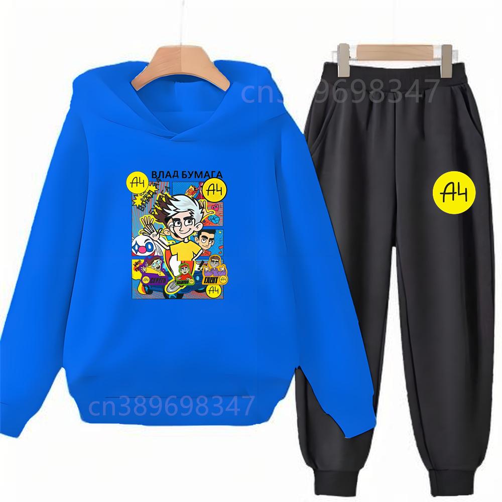 Merch A4 Gelik Lamba Children's Top+trousers Suit Hoodies Girls Boy Age 3-12 Coat Casual Toddler Sweatshirt Hood black Clothing
