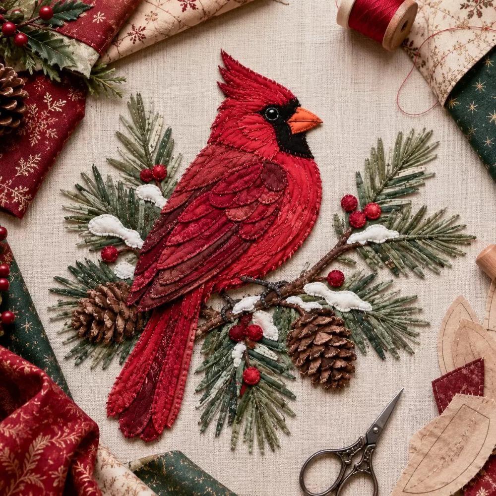 Pre-cut Fabric Christmas Patchwork Art Painting Kit Christmas Tree Patchwork Fabric Kit Friend