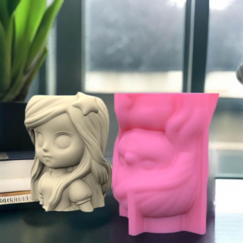 Little Girl Shaped Planter Mold Flowerpots Molds Silicone Concrete Mould Hand-Making Supplies for DIY Flowerpot Crafting