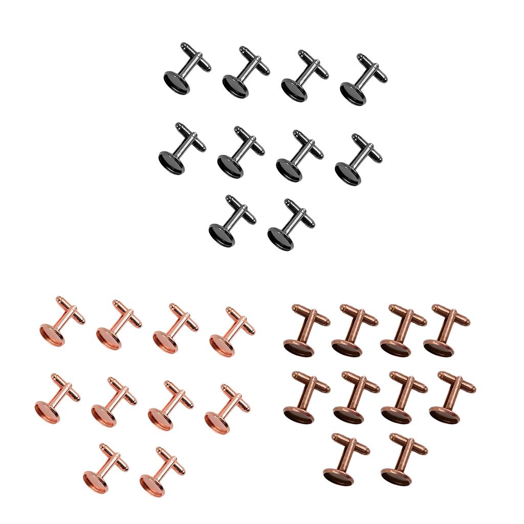 10pcs Cufflinks Blanks Settings Fits (1/2") 12mm Cabochons Cuff Links Bezel