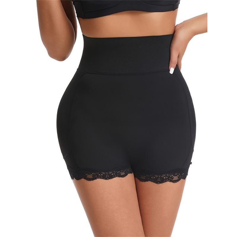 Женские Трусы с Эффектом Лифтинга Ягодиц Формирующие Ягодицы Персикового Цвета Пояс-Трейнер Кружевная Отделка Боксеры S чёрный