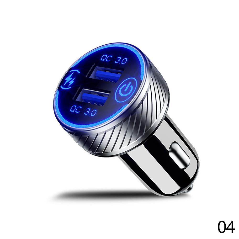 18W Dual QC 3.0 USB Port Multiple Car Charger Socket with Touch Switch Fast Charger Car Adapter Triple Aluminum Metal 12V 24V