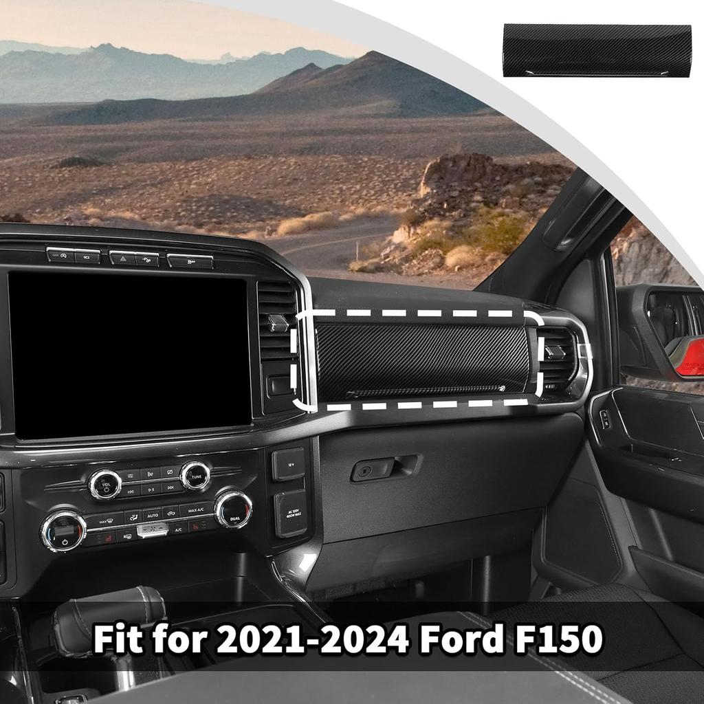 JWWY Passenger Side Console Storage Center Console Glove Panel Dashboard Cover Trim Fit for 2021-2024 Ford F150 Interior Accessories ABS Carbon Fiber