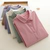 Autumn & Winter Pure Cotton Brushed Doll Collar Women's Solid Color Base Layer Shirt 8380
