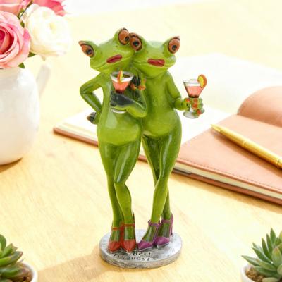 Yousheng Waltzing Couple Frog Figurine Dancing Drinking Frog Statue Resin Animal Sculpture Home Office Indoor Outdoor Decoration Ornament
