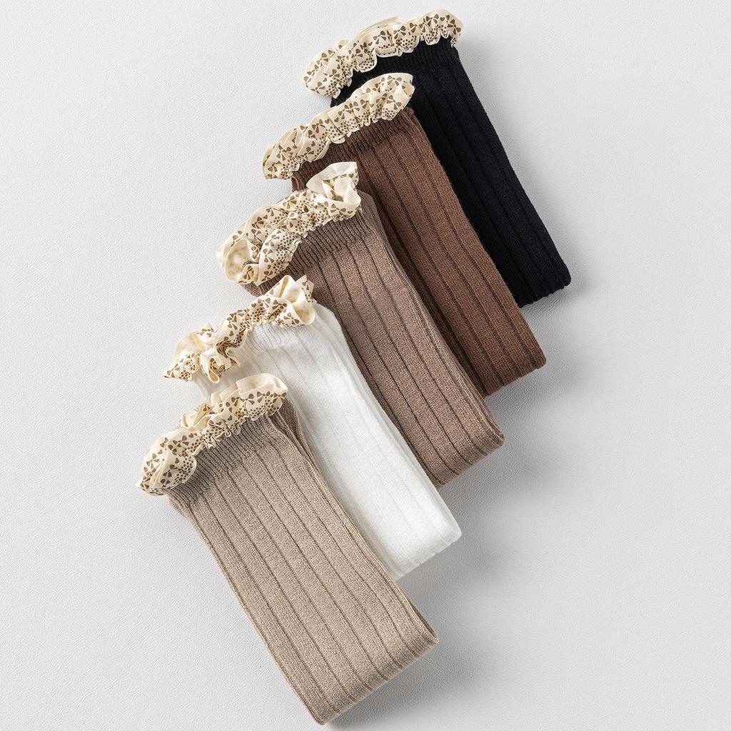 Warme Baby Baumwollsocken Frühling Herbst Rüschen Kniestrümpfe Prinzessin Kinder Strick Lange Strümpfe Kinder Lange Socke