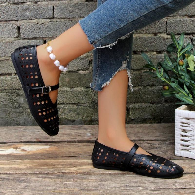 Summer Hollow Ladies Shoes  New Casual Fashionable Women's Closed Toe Sandals Soft and Comfortable Ballet Flat Shoes