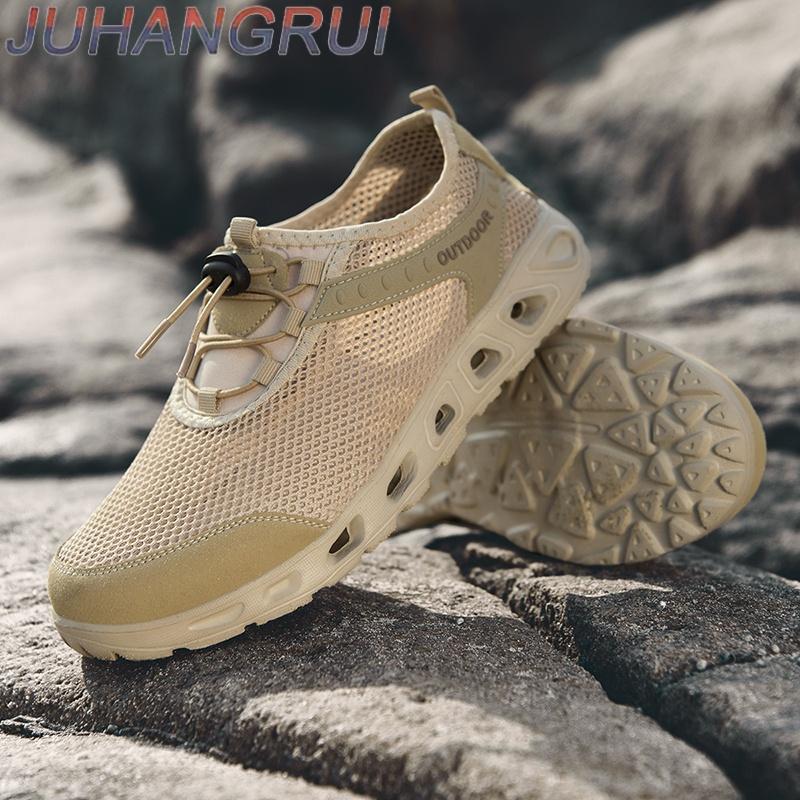 Summer Men Breathable Sneakers Hiking Shoes Men Outdoor Beach Wading shoes Mesh Shoes Non-slip Casual Shoes With Hollow Outsole