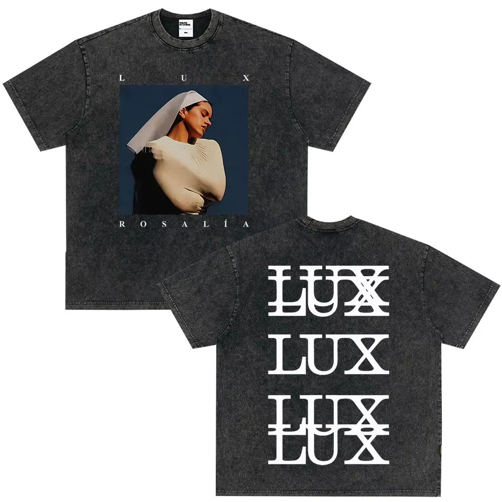 Vintage Gewaschenes Singer Rosala LUX Album Grafik T-Shirt Herren Damen Mode Kleidung T-Shirt Lässig Hiphop Übergroße T-Shirts